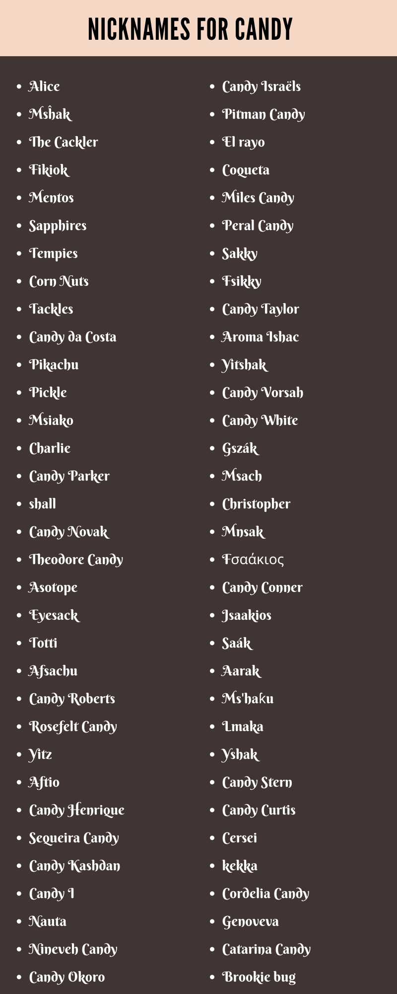 Nicknames For Candy