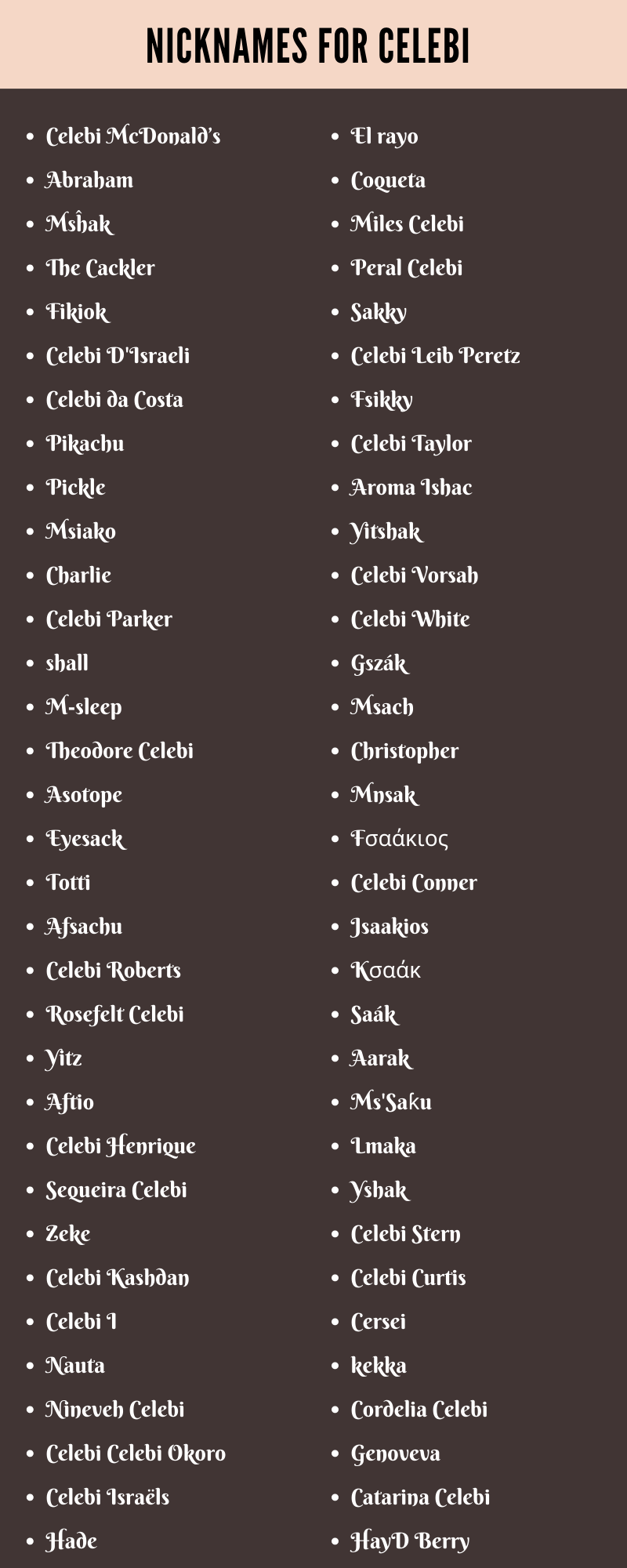 Nicknames For Celebi