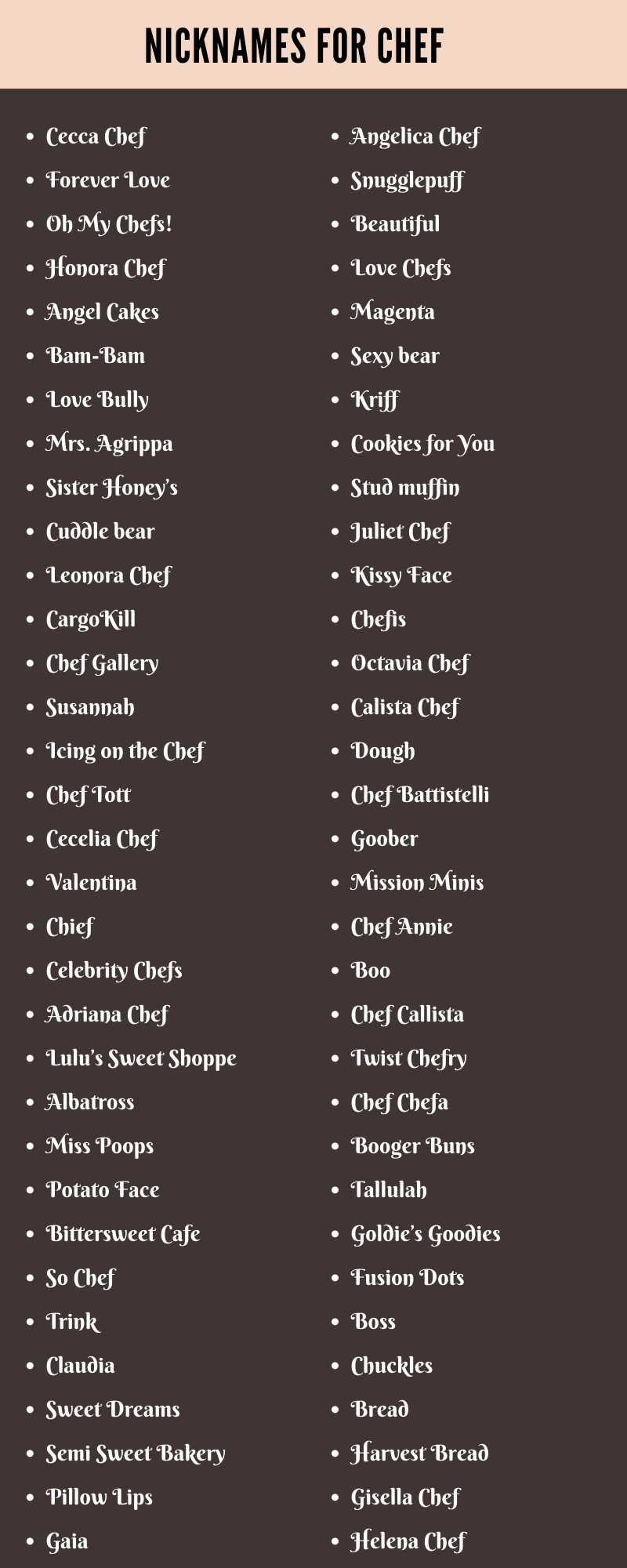 Nicknames For Chef