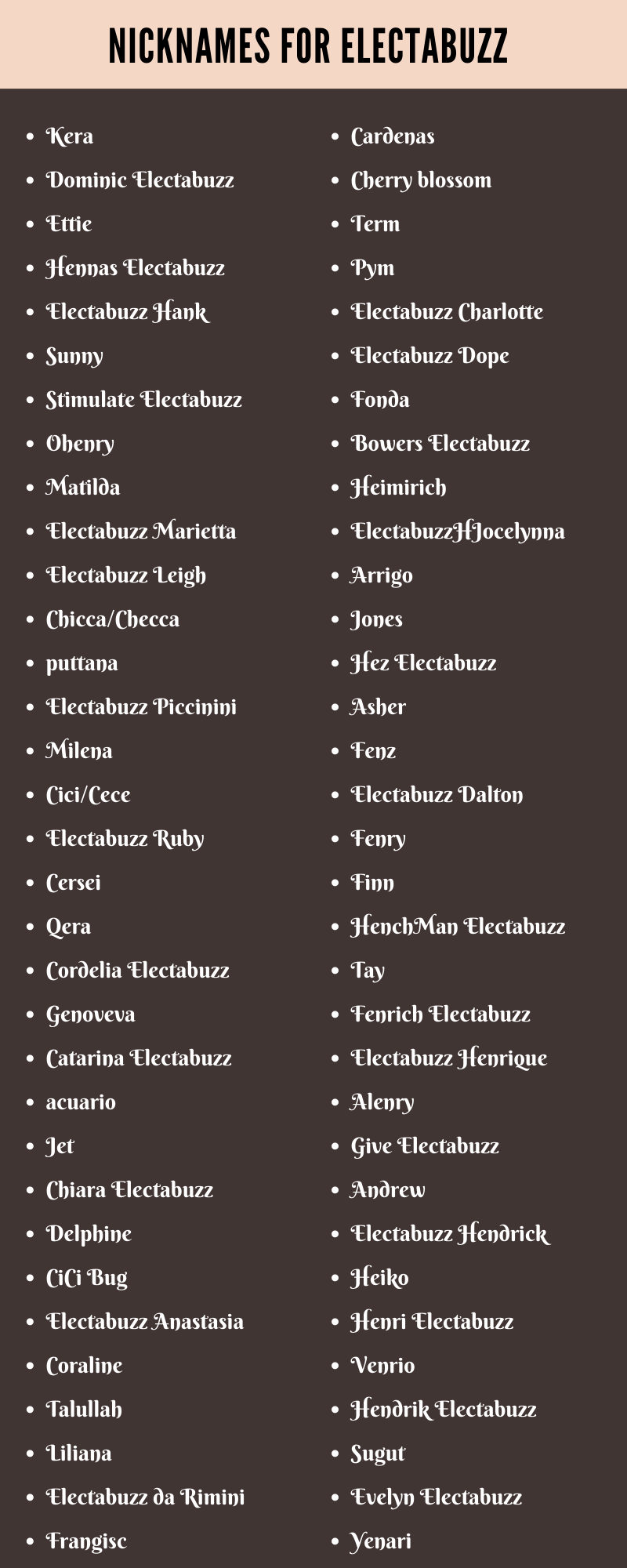 Nicknames For Electabuzz
