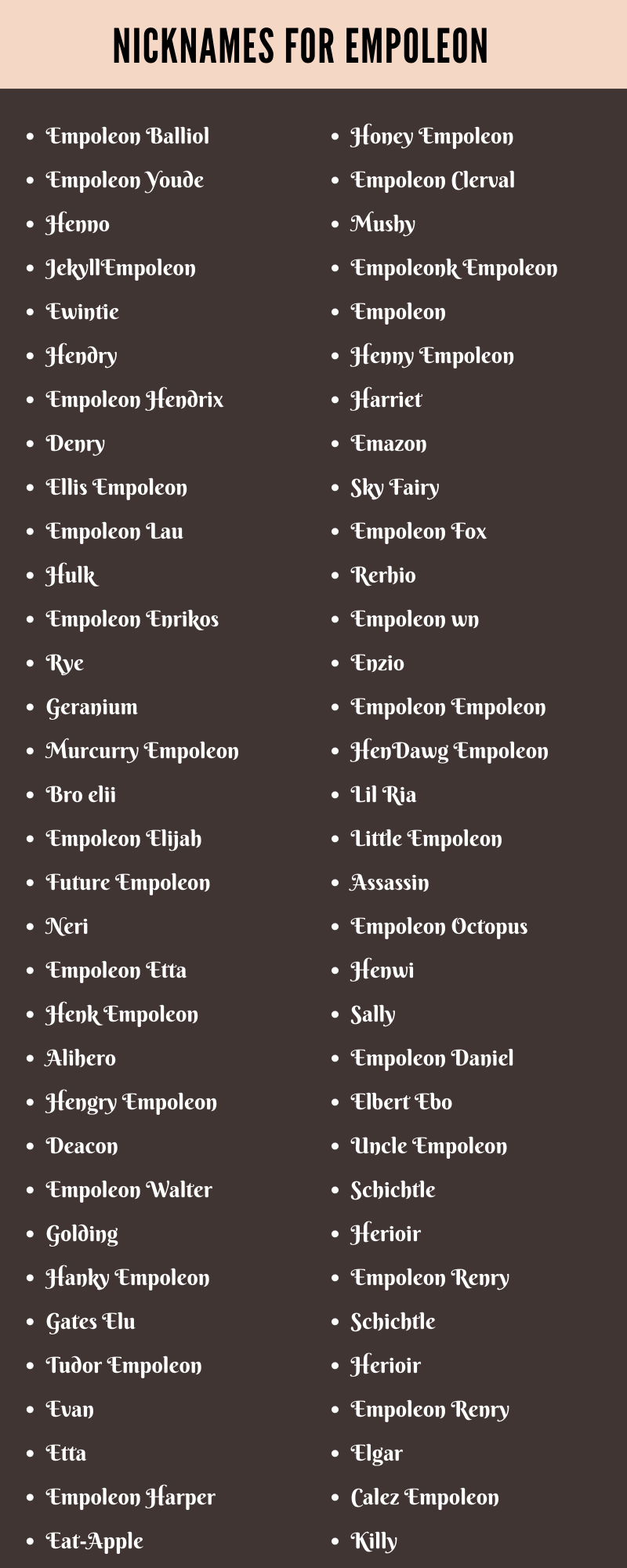 Nicknames For Empoleon