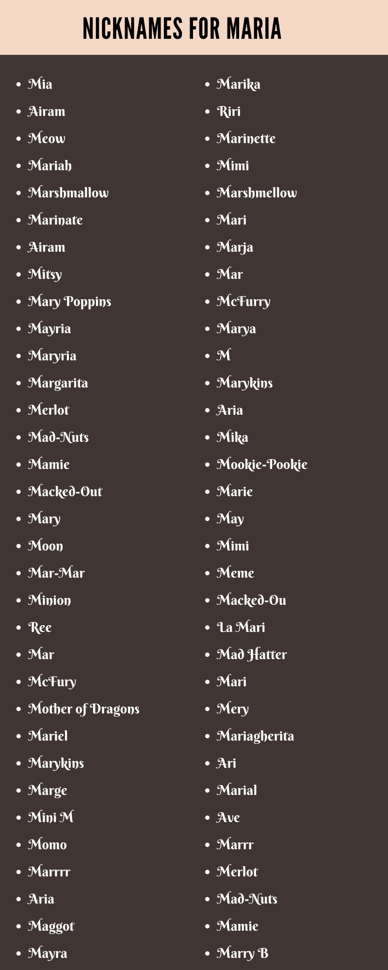 Maria Nicknames: Ideas