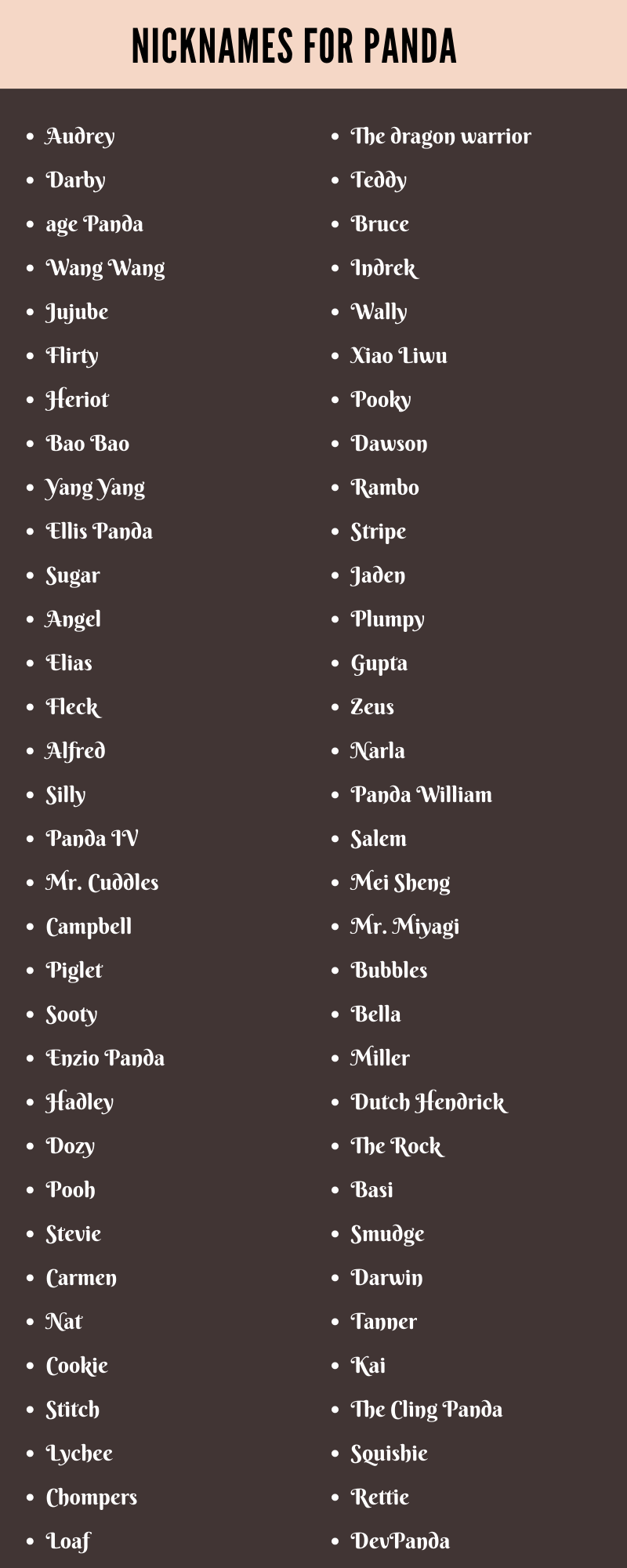Nicknames For Panda
