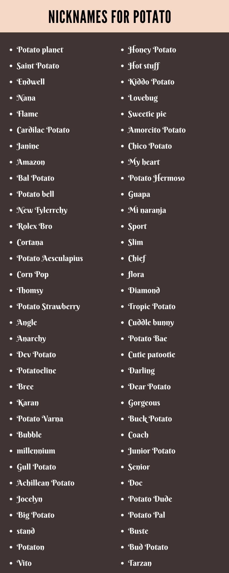 Nicknames For Potato