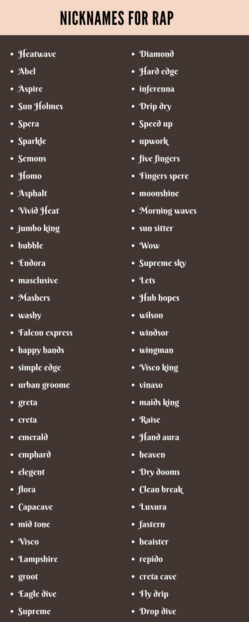 Nicknames for Rap