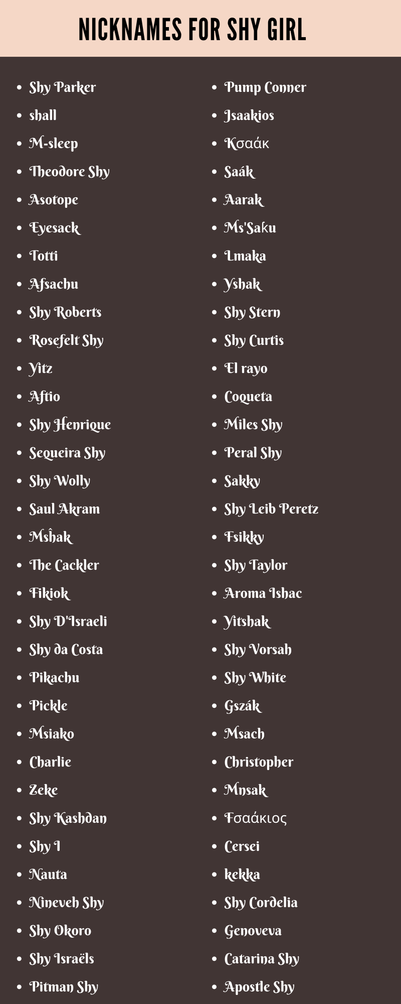 Nicknames For Shy Girl