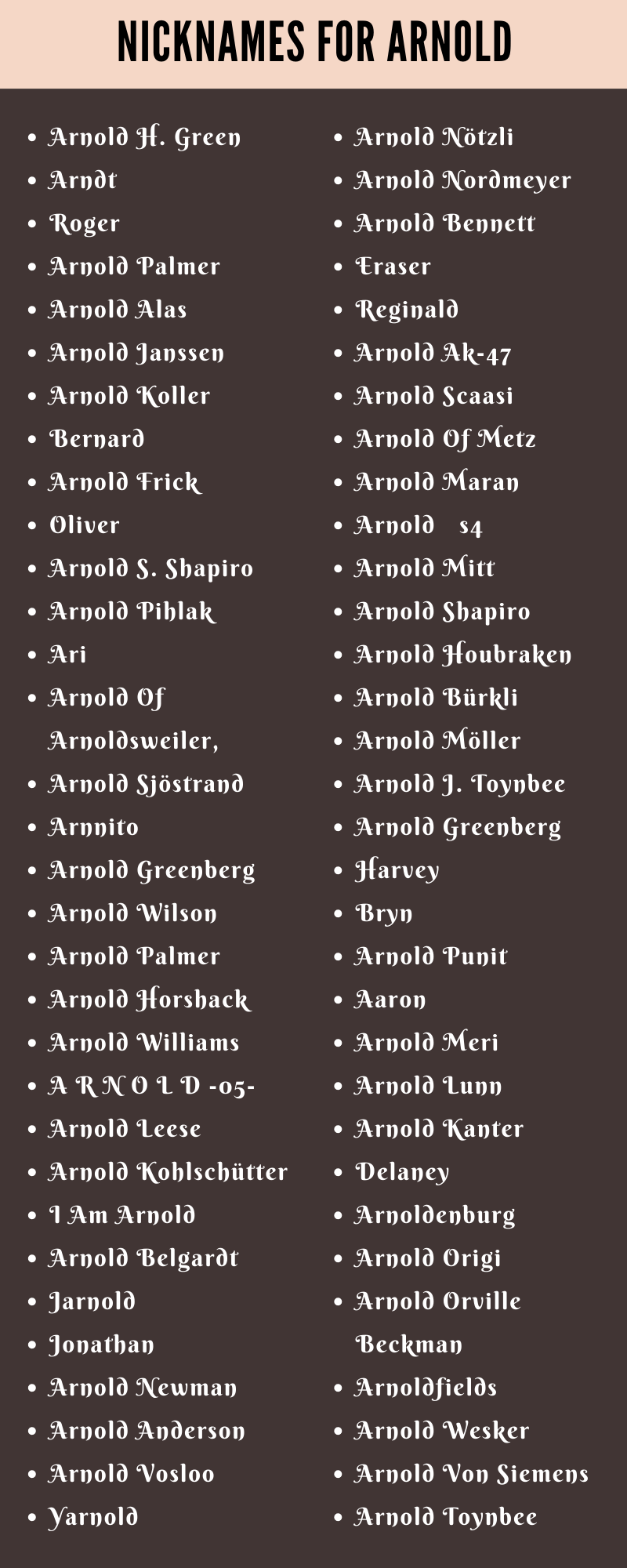 Nicknames for Arnold