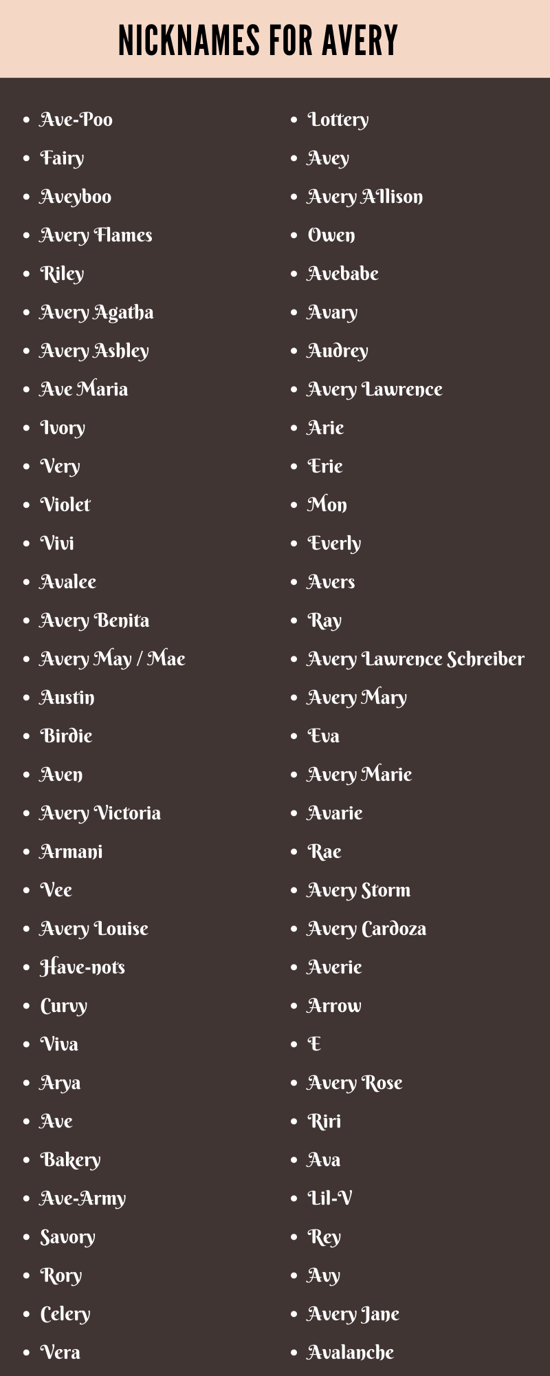 Nicknames for Avery Ideas