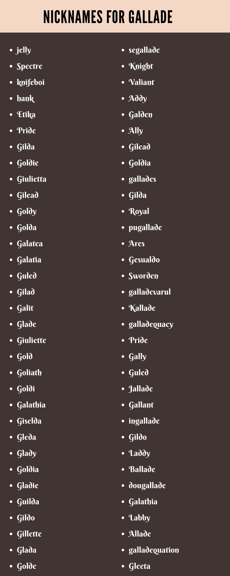 Gallade Nicknames: