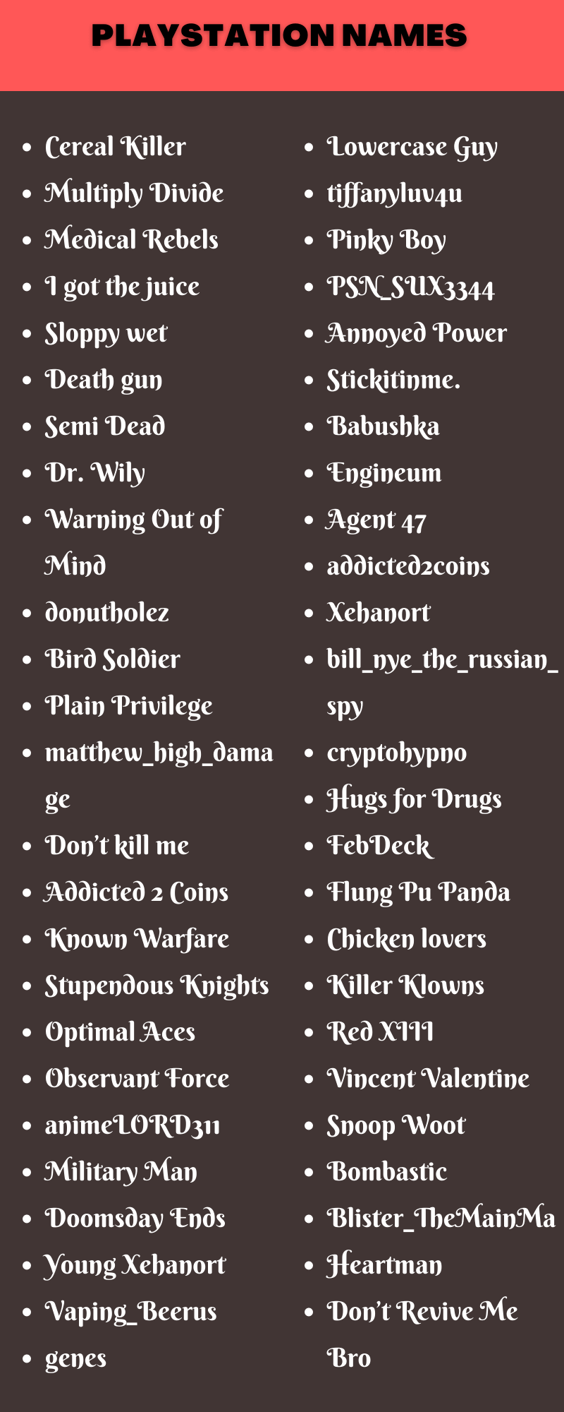 400 Playstation Name Ideas and Suggestions