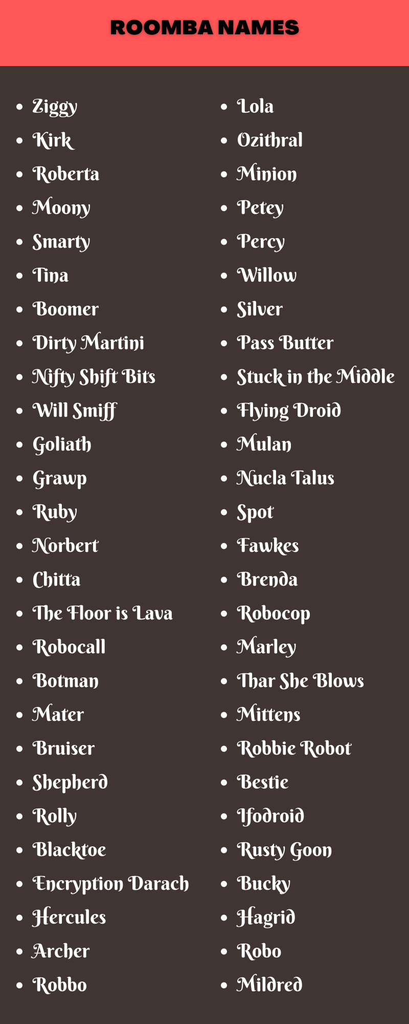 Roomba Names