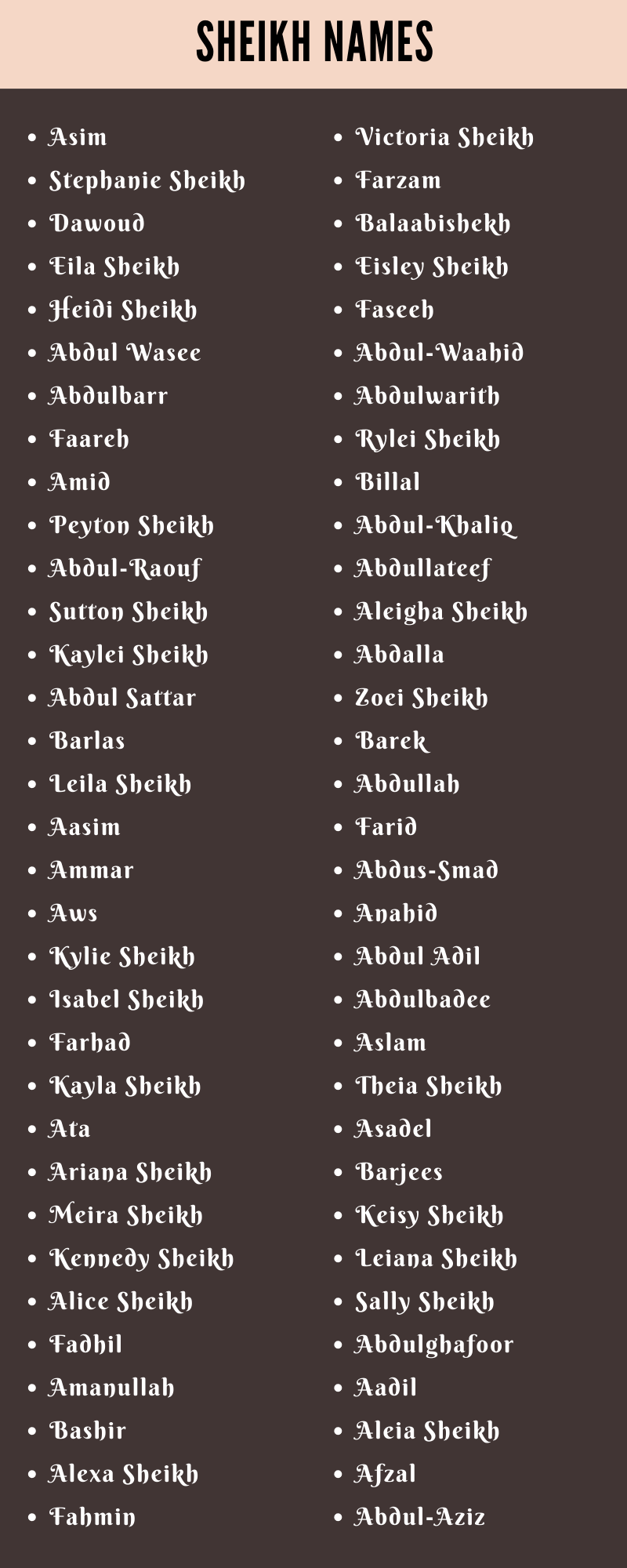 Sheikh Names