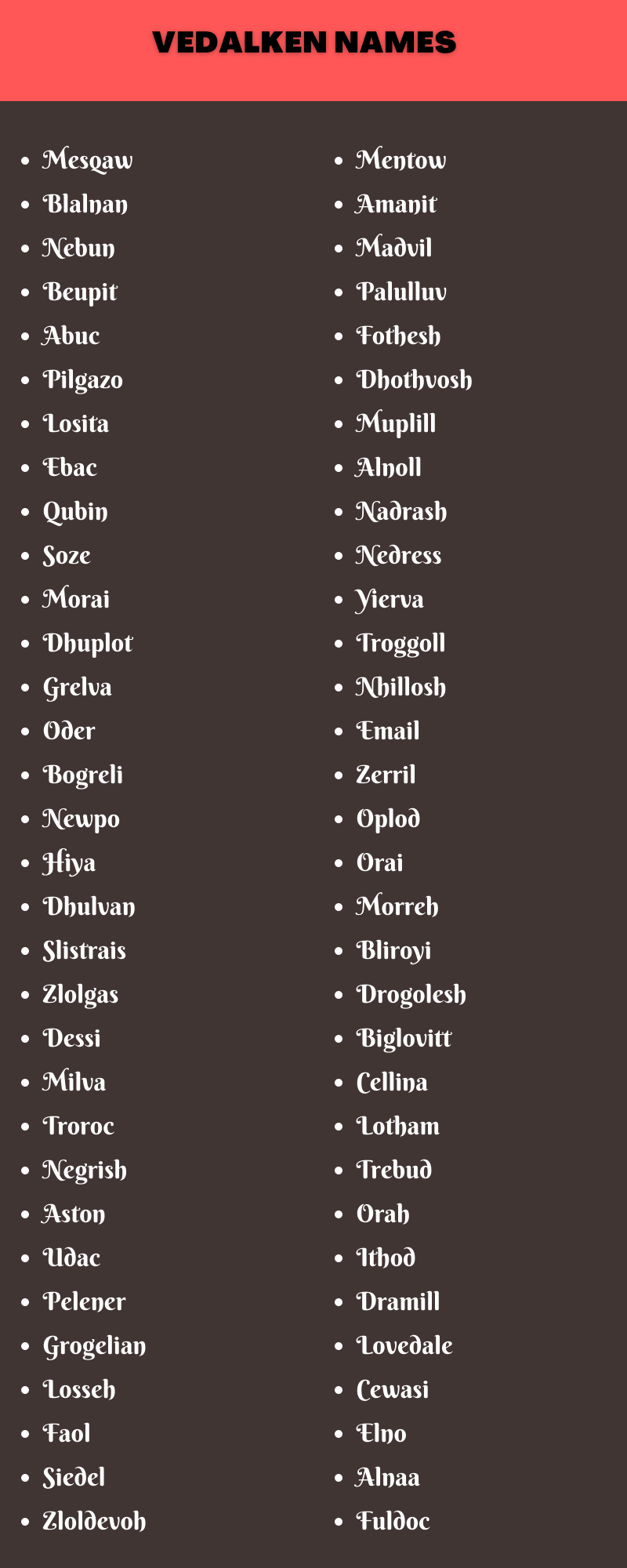 Vedalken Names