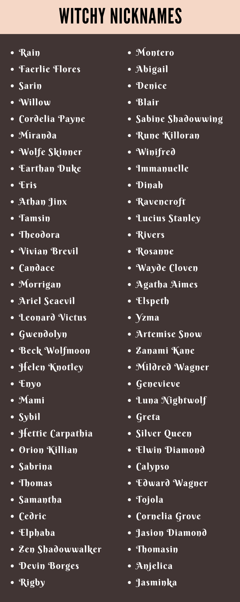 Witchy Nicknames