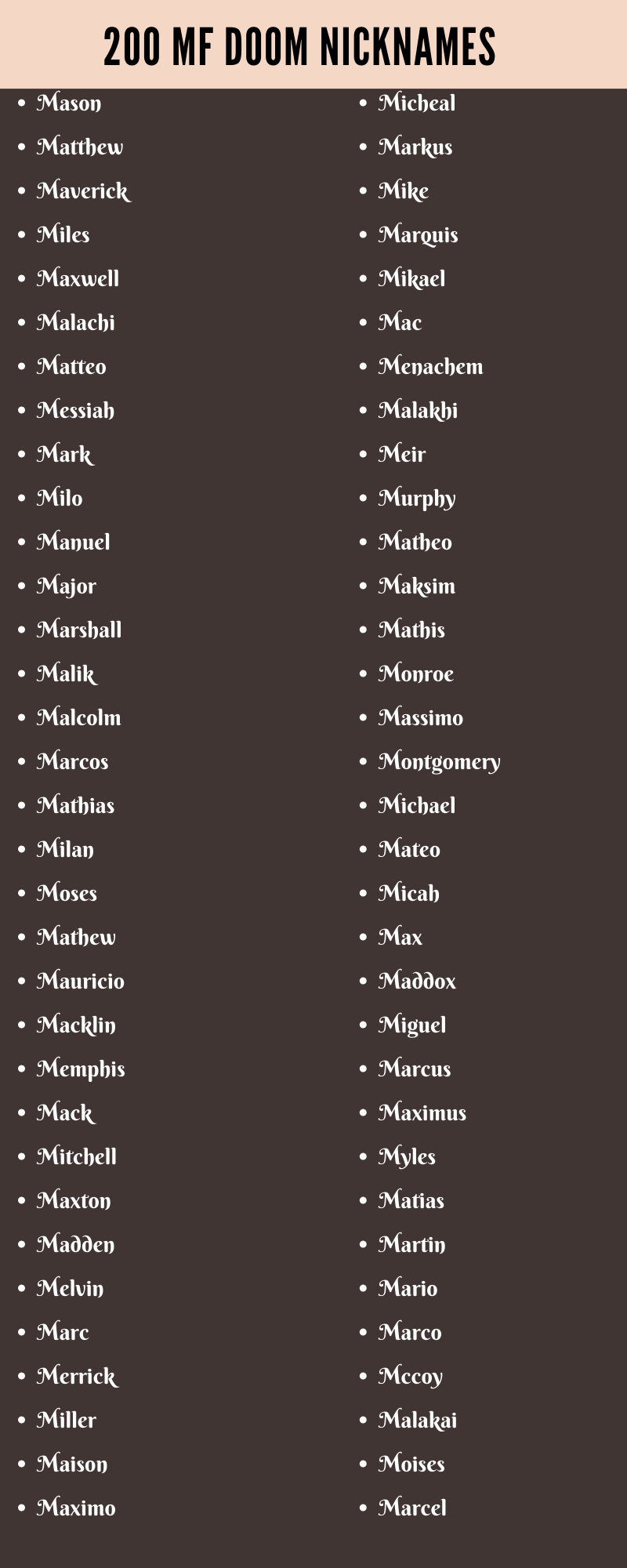 MF Doom Nicknames