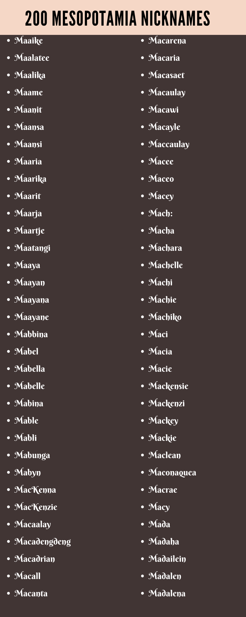 Mesopotamia Nicknames