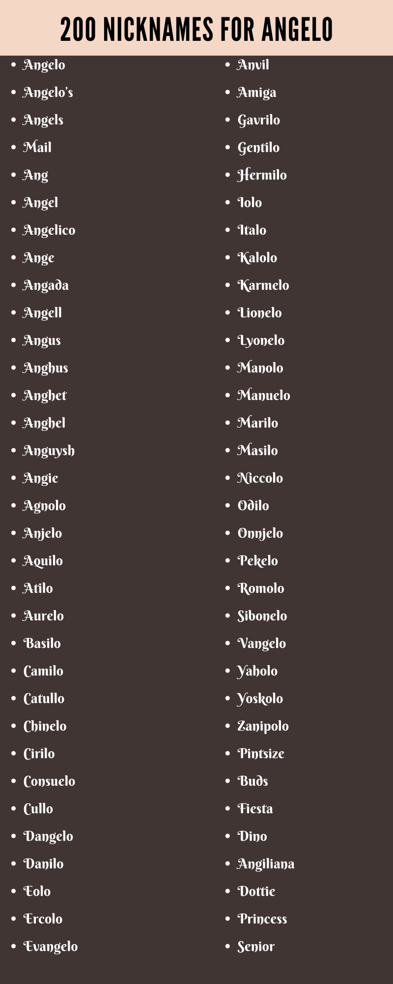 Nicknames For Angelo