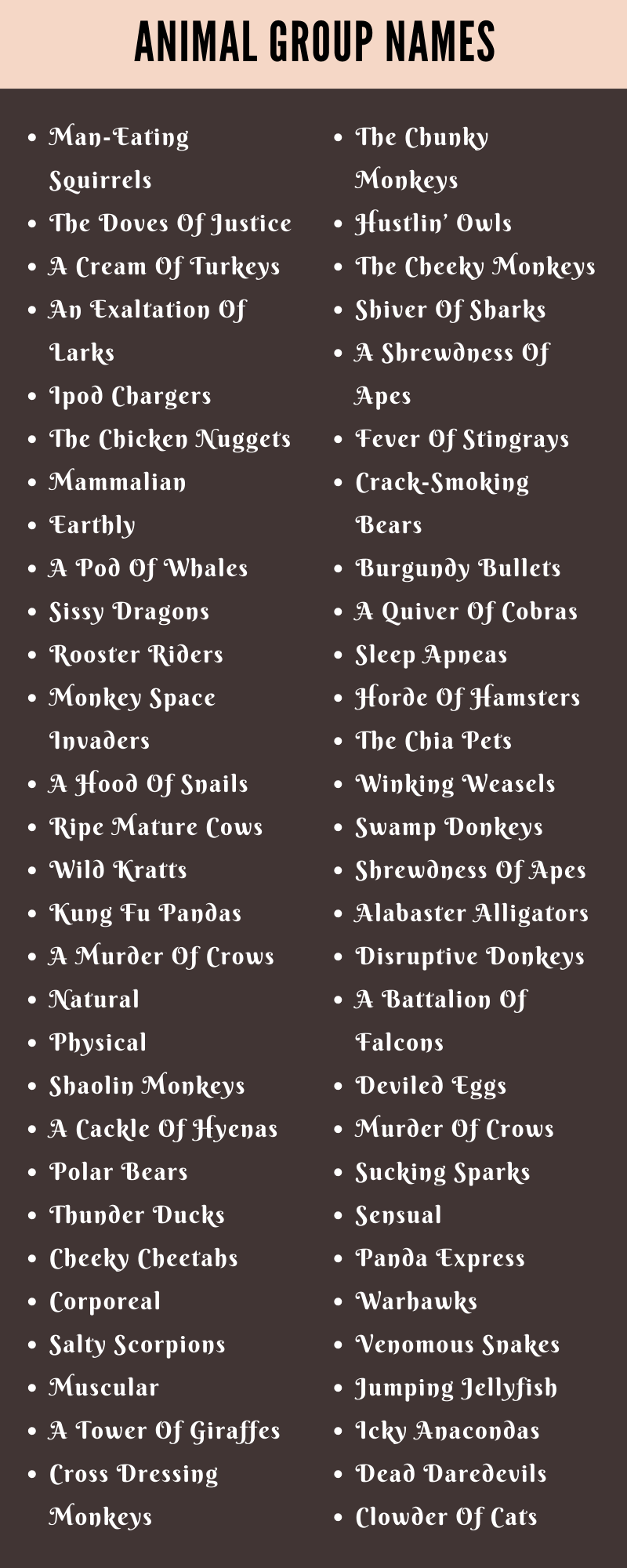 400 Cool Animal Group Names Ideas and Suggestions