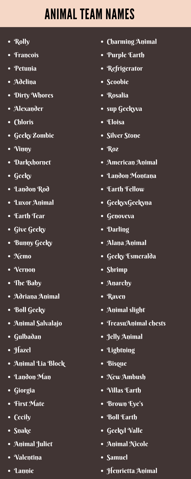 20 Cool Animal Team Names Ideas and Suggestions