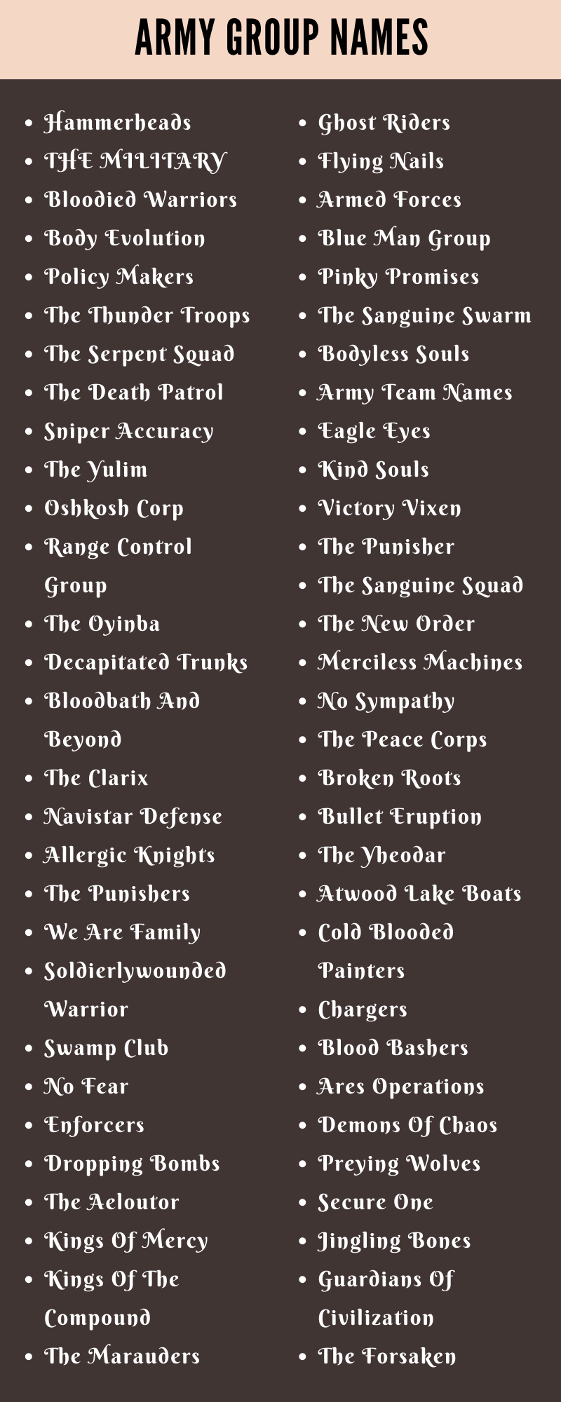 400 Cool Army Group Names Ideas And Suggestions