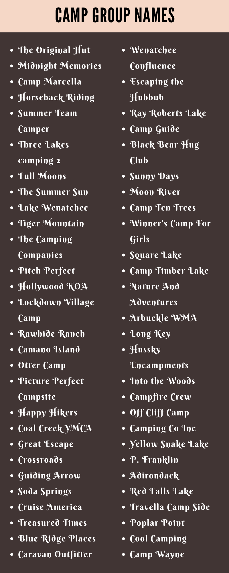 400 Cool Camp Group Names Ideas and Suggestions