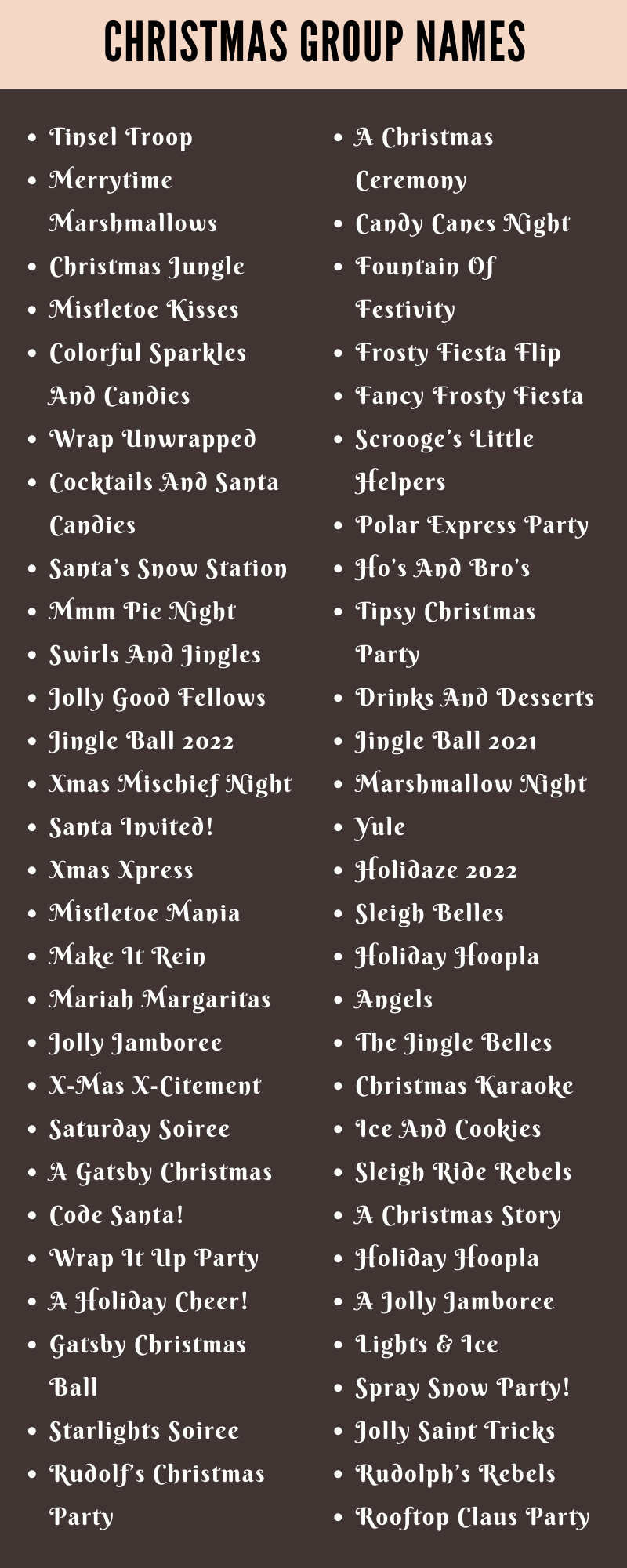 Christmas Group Names