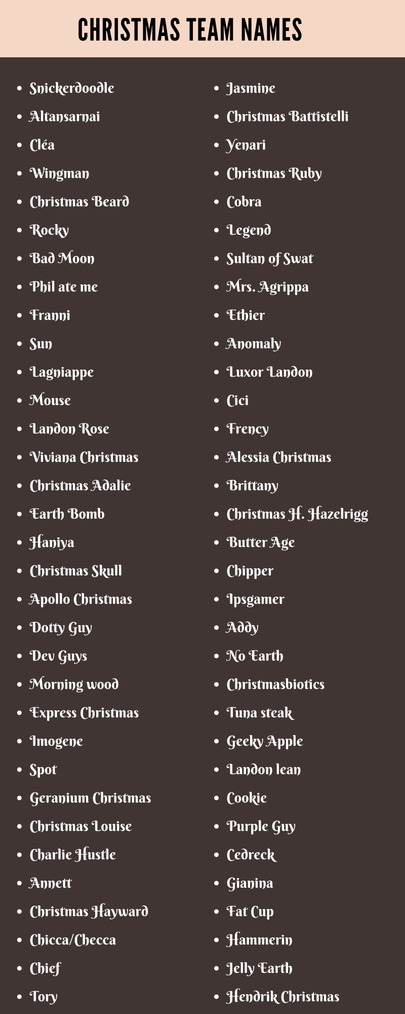 400 Cool Christmas Team Names Ideas and Suggestions