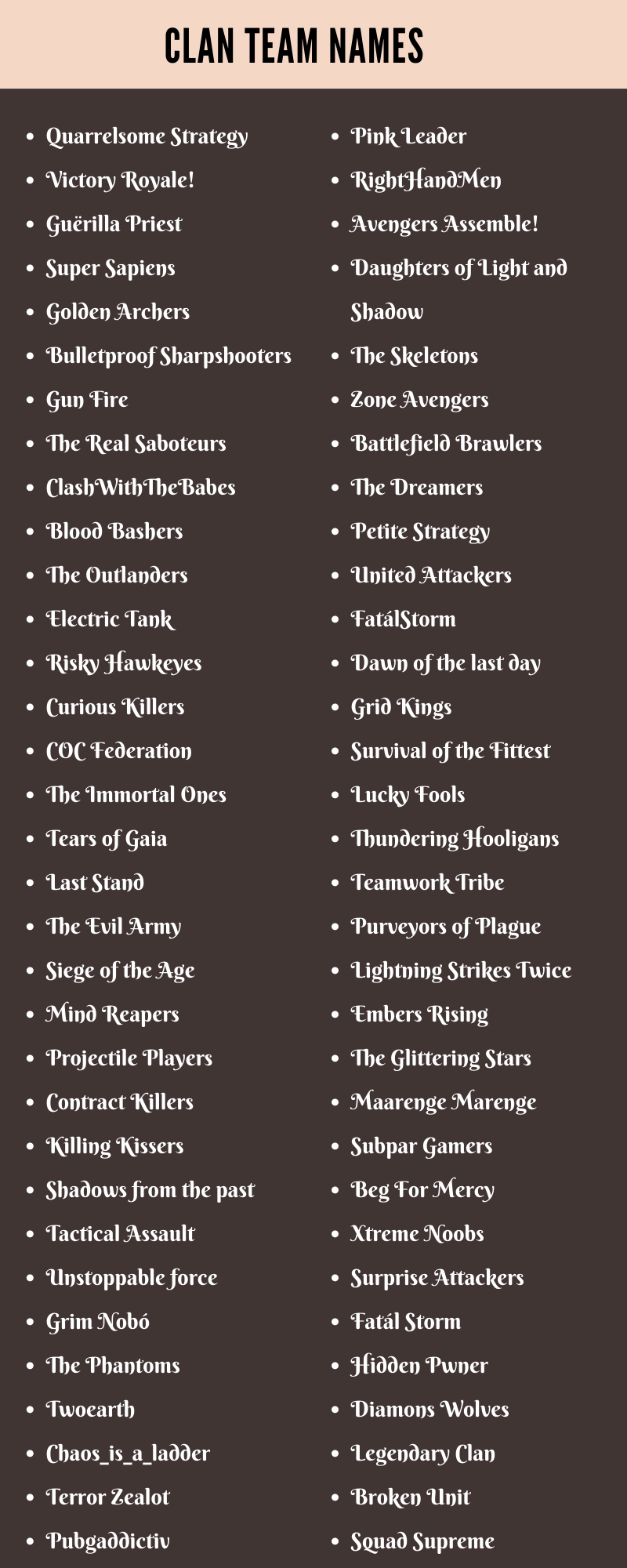 Clan Team Names