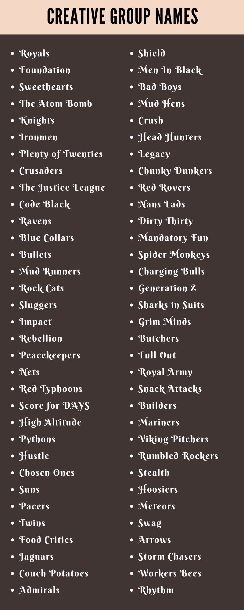 400 Creative Group Names Ideas And Suggestions