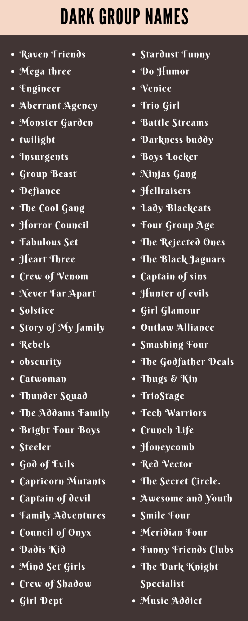 400 Cool Dark Group Names Ideas And Suggestions