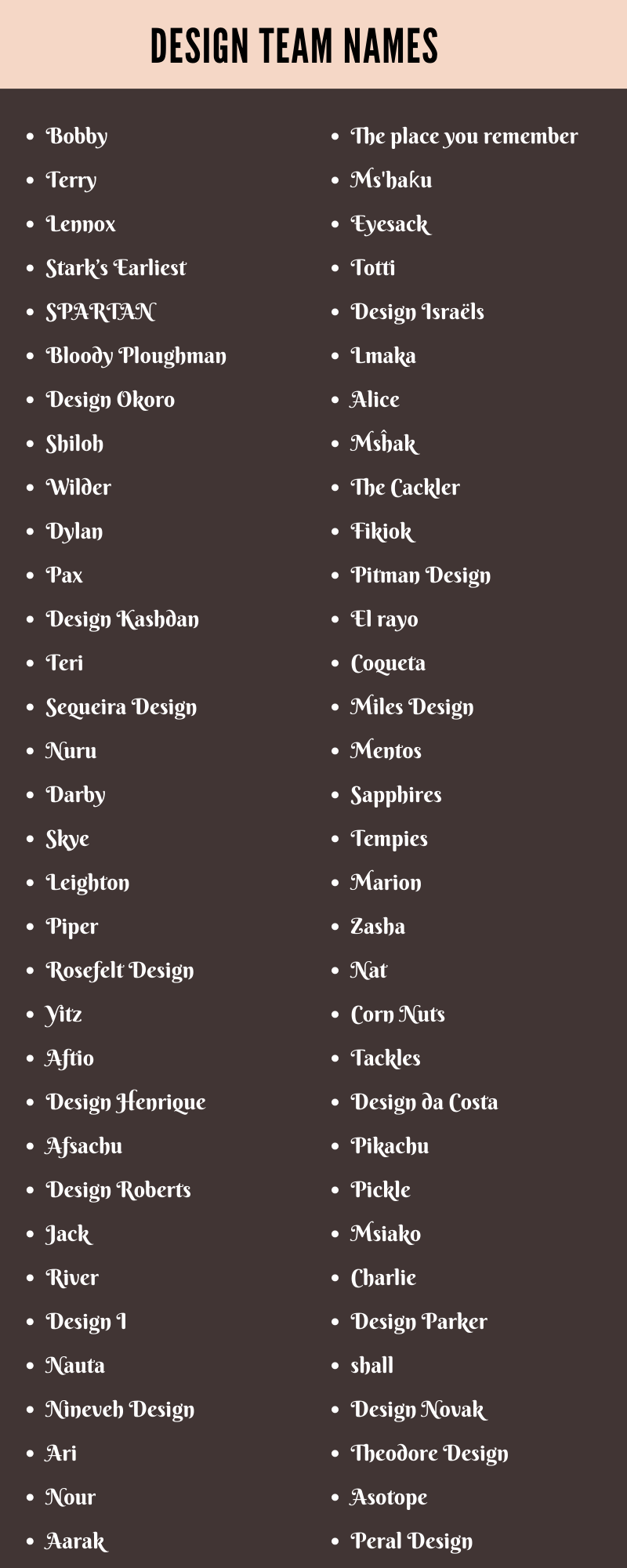 Design Team Names