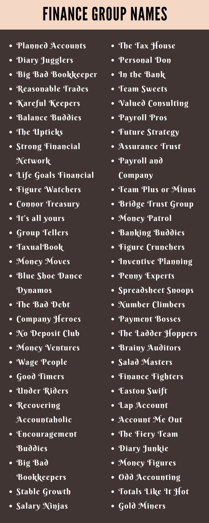 Finance Group Names