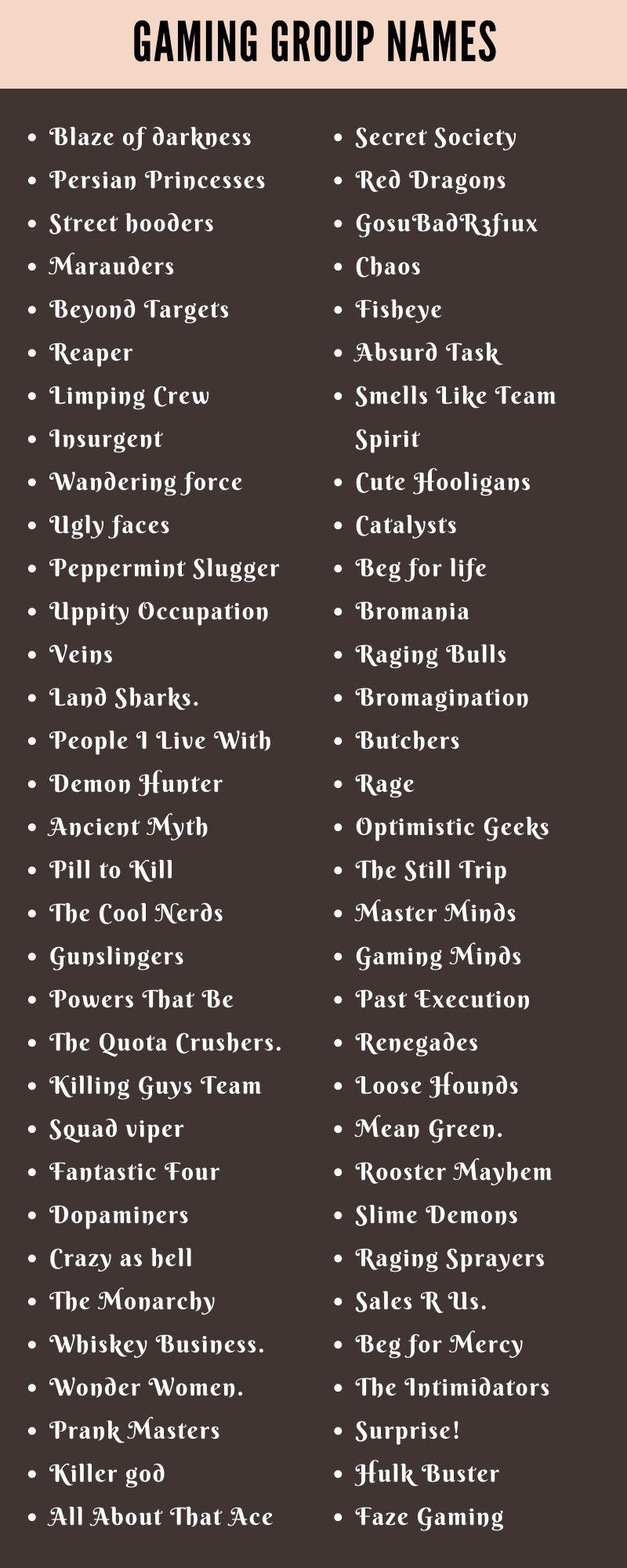 400 Cool Gaming Group Names Ideas And Suggestions