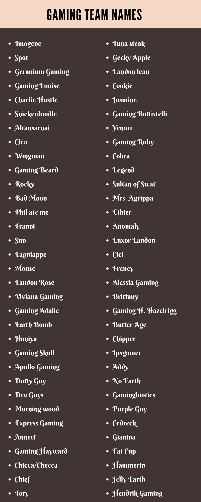 400 Cool Gaming Team Names Ideas And Suggestions