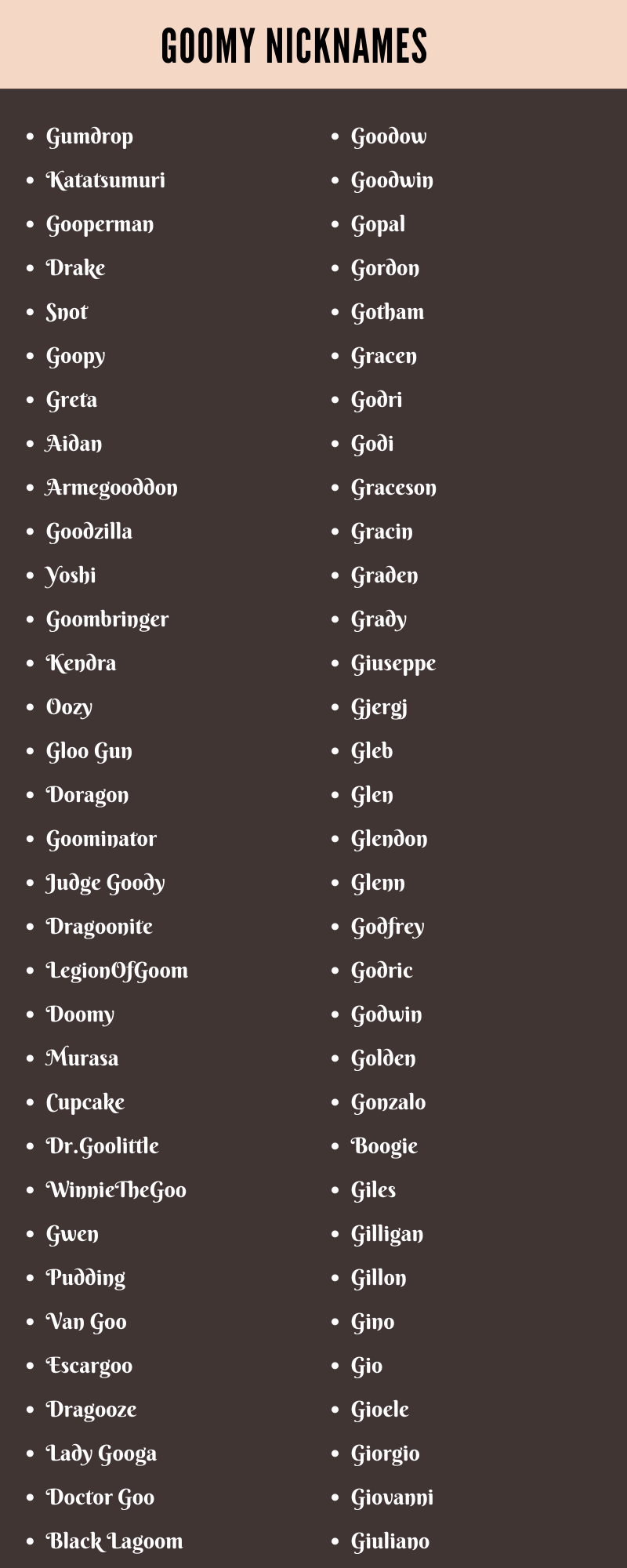 Goomy Nicknames Ideas