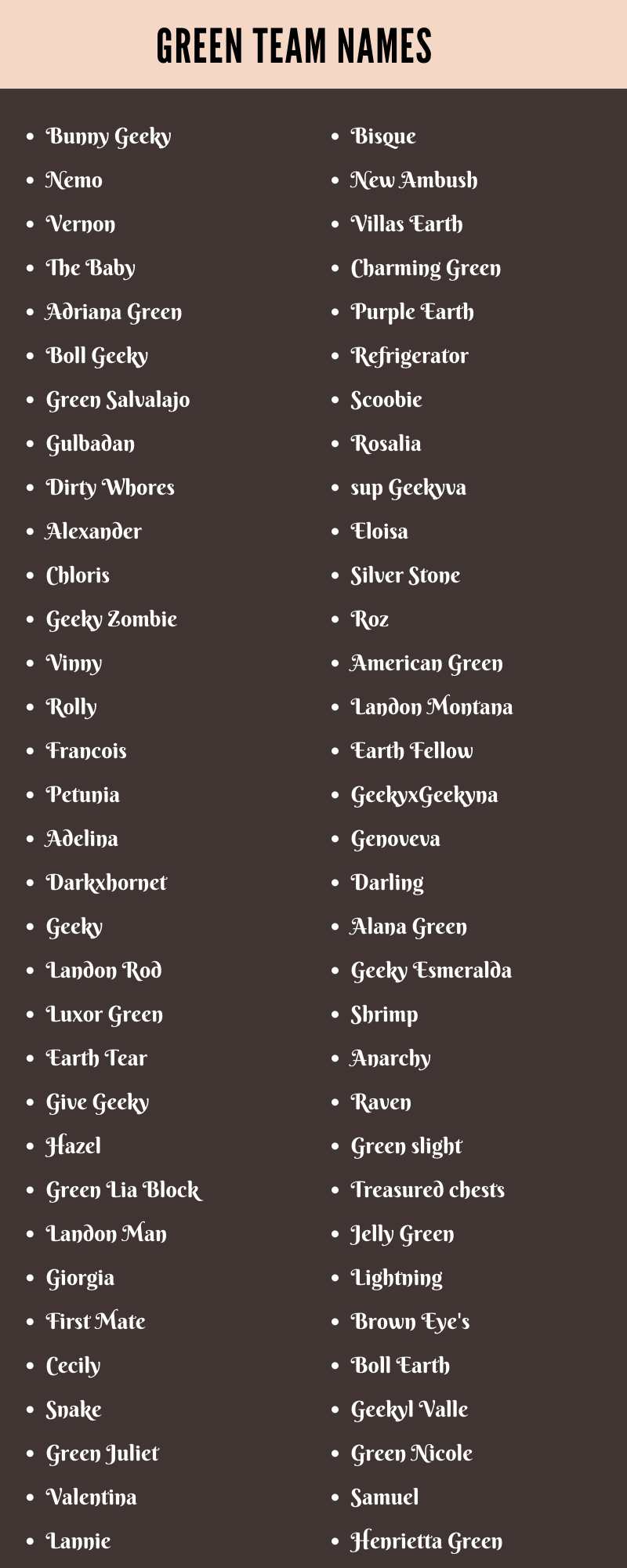 400 Cool Green Team Names Ideas and Suggestions