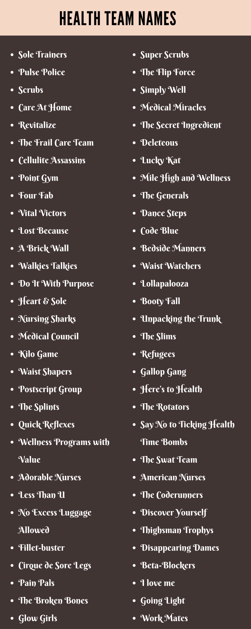 Health Team Names 