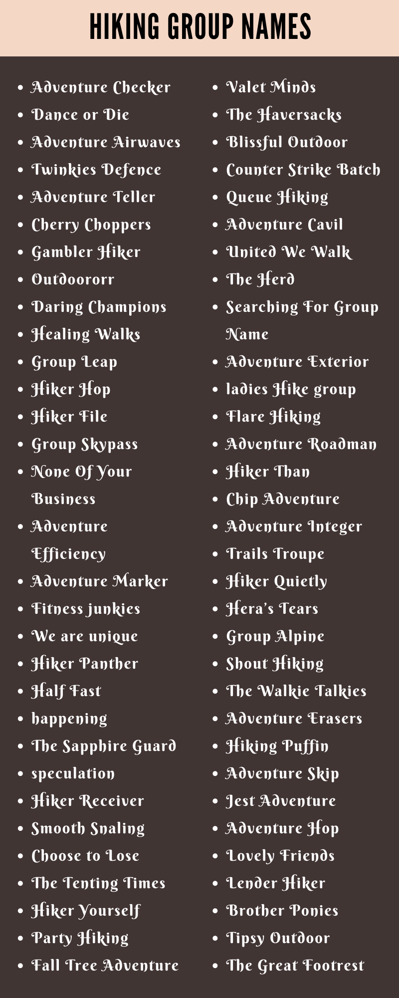 Hiking Group Names