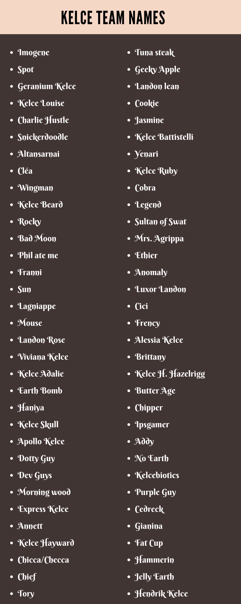 Kelce Team Names