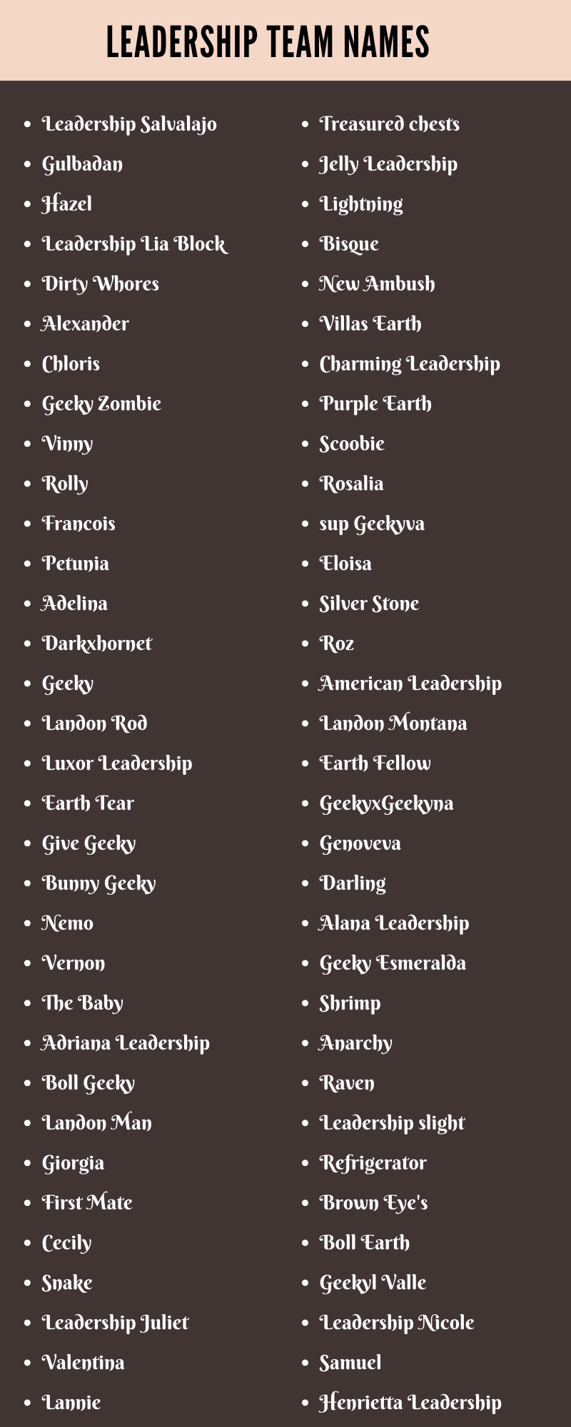 Leadership Team Names
