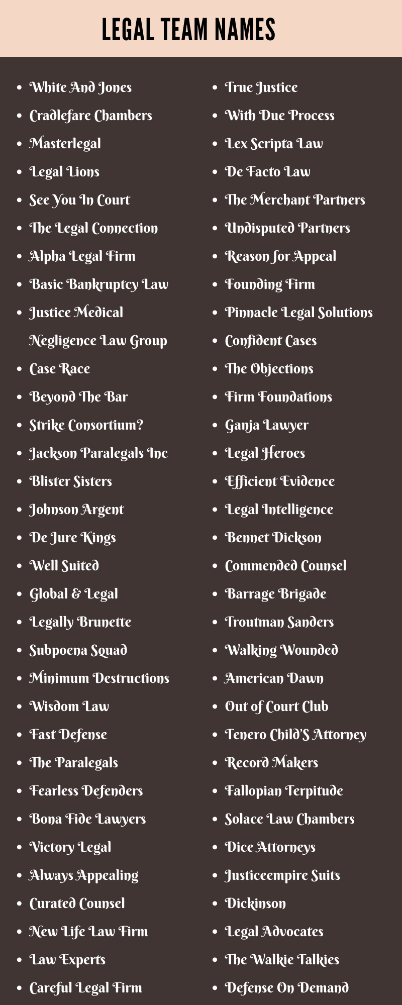 Legal Team Names