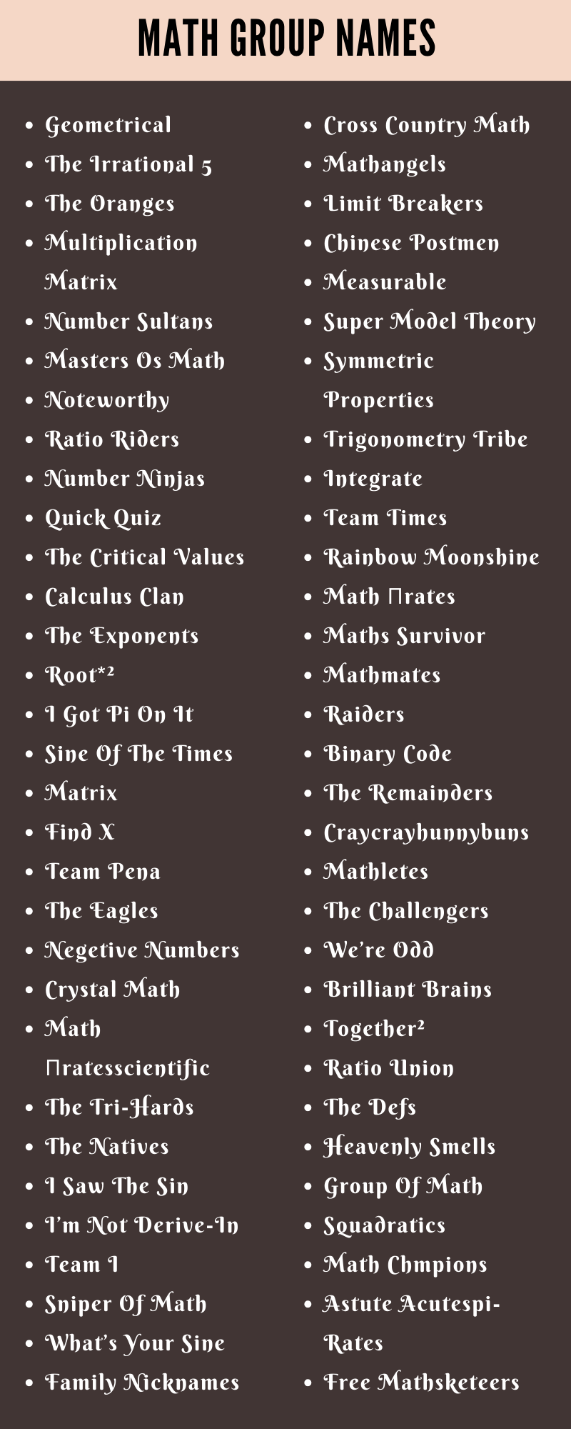 400 Cool Math Group Names Ideas and Suggestions