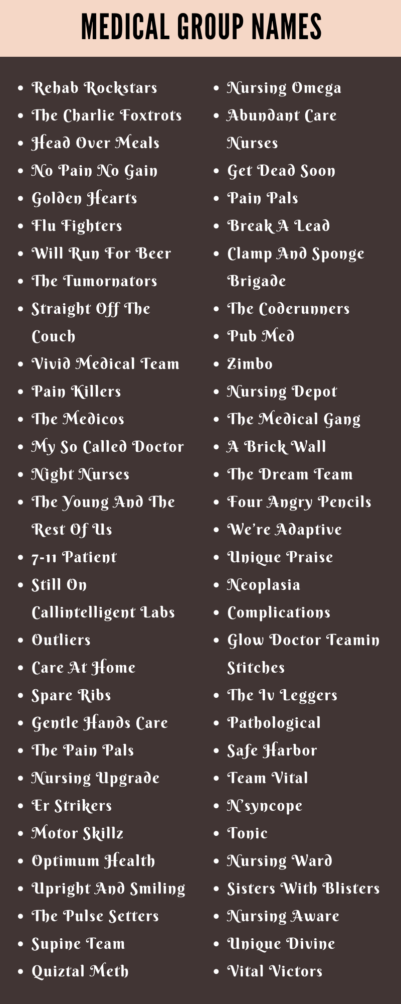 Medical Group Names
