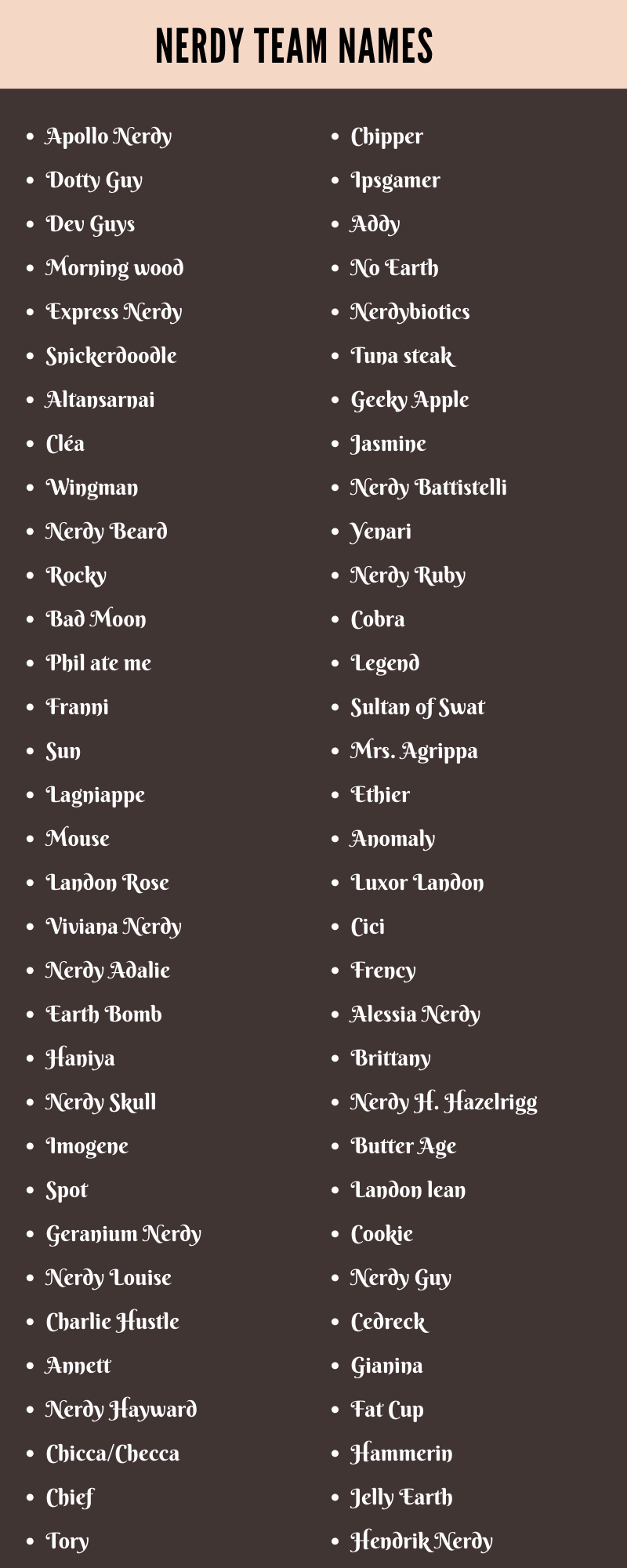 Nerdy Team Names