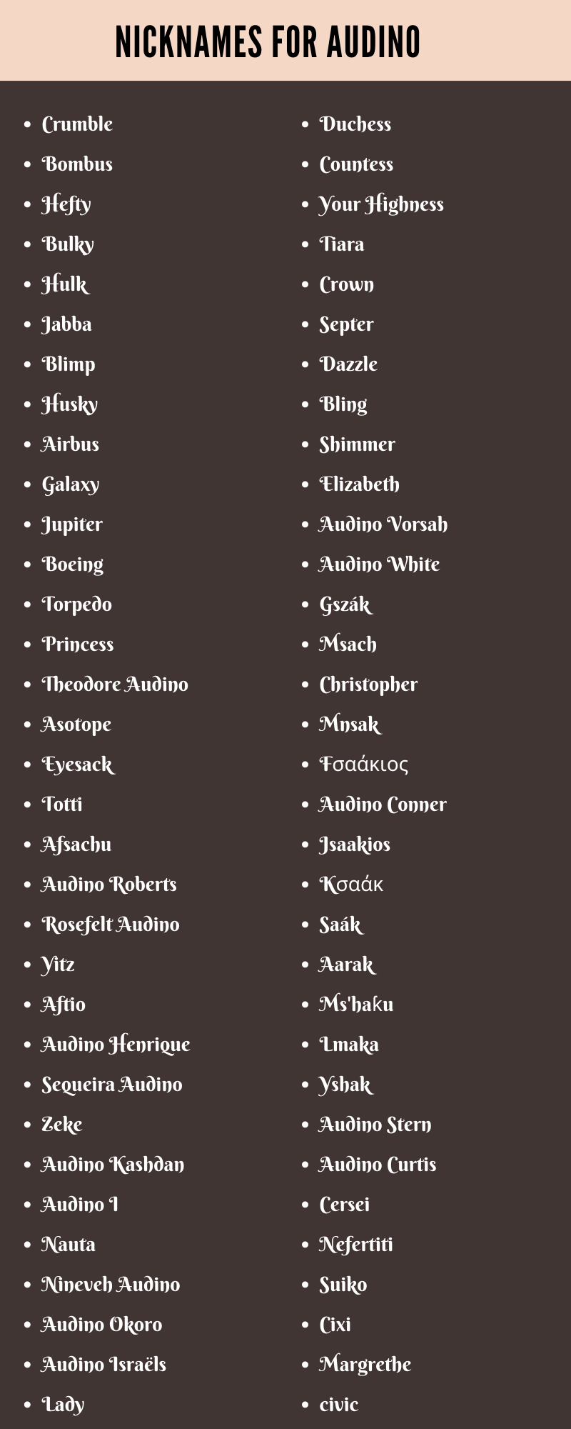 Nicknames For Audino