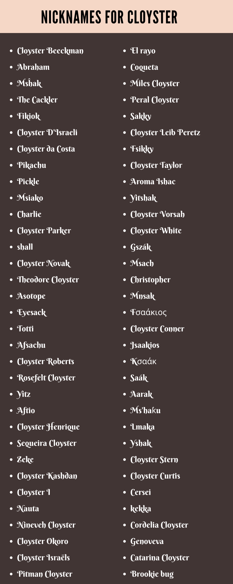 Nicknames For Cloyster