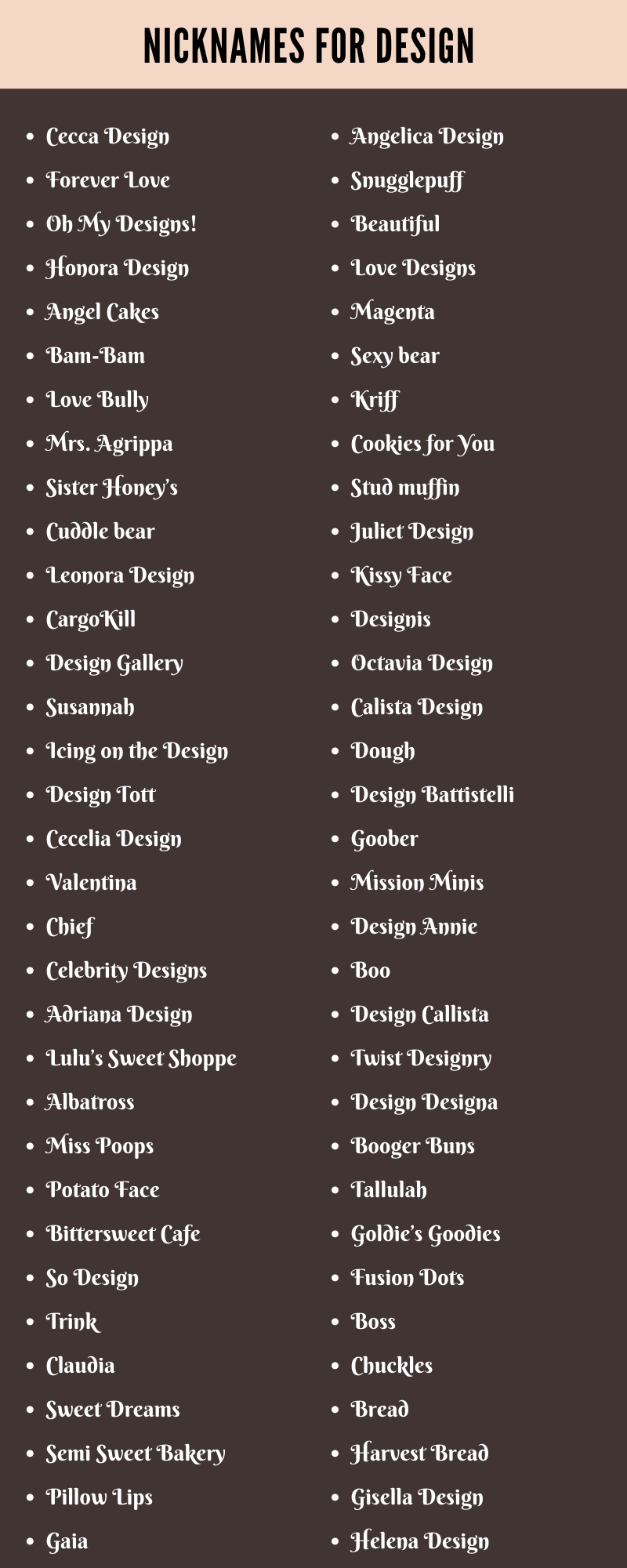Nicknames for Design
