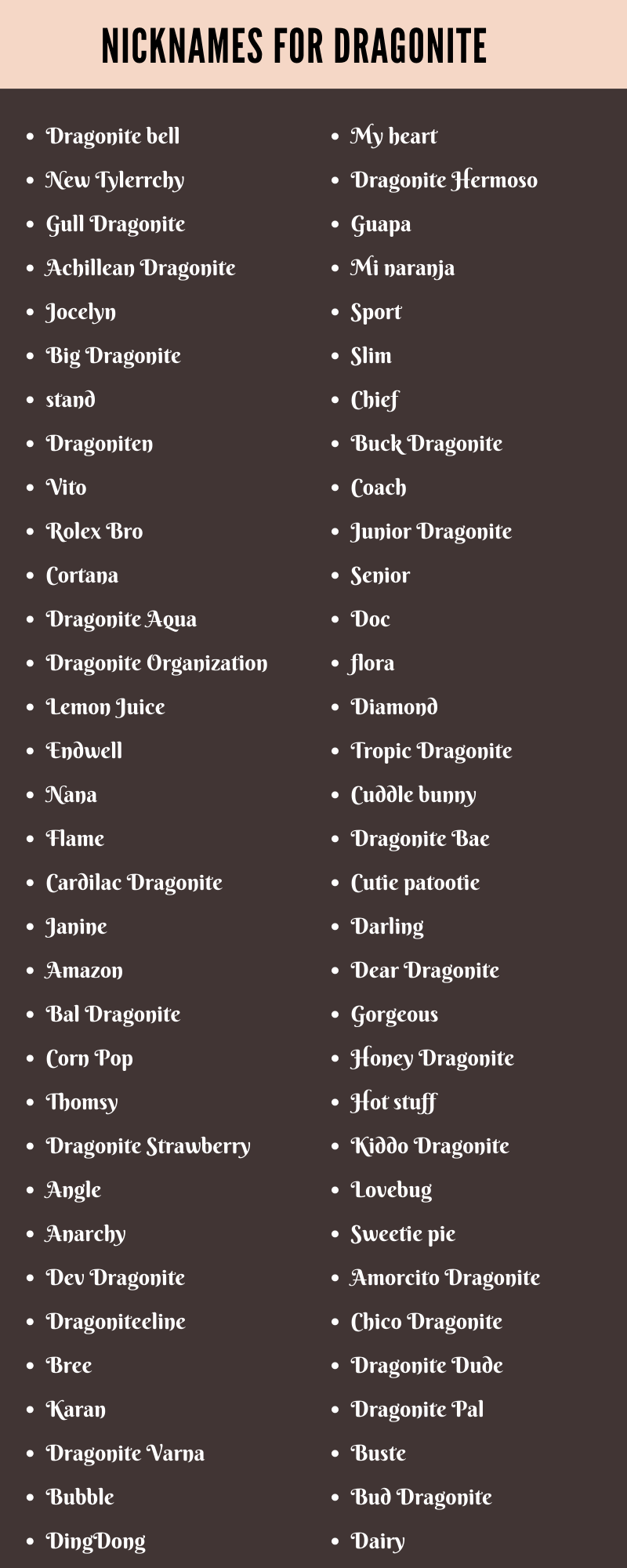 Nicknames For Dragonite