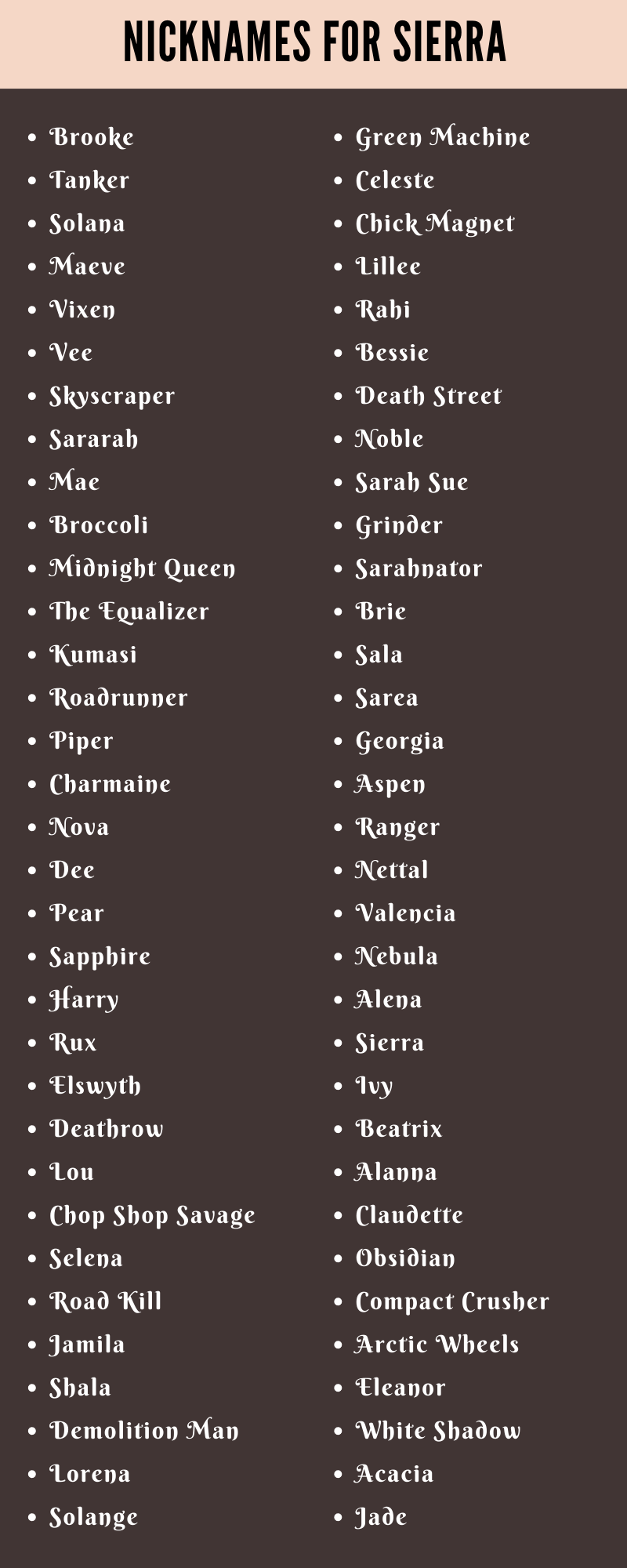Nicknames For Sierra