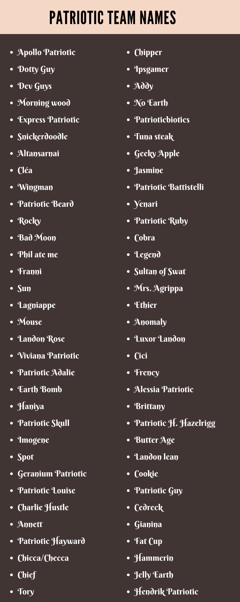 Patriotic Team Names